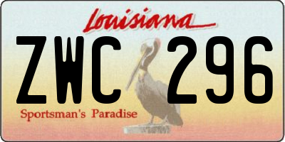 LA license plate ZWC296