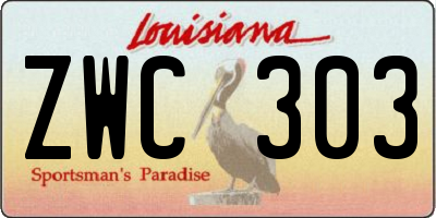 LA license plate ZWC303