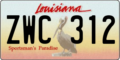 LA license plate ZWC312