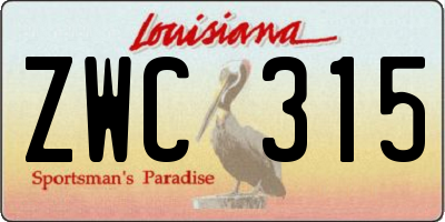 LA license plate ZWC315