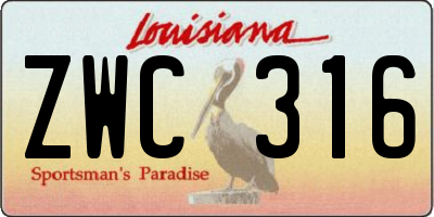 LA license plate ZWC316
