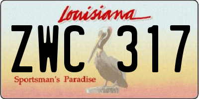 LA license plate ZWC317