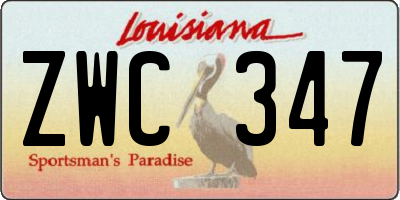 LA license plate ZWC347