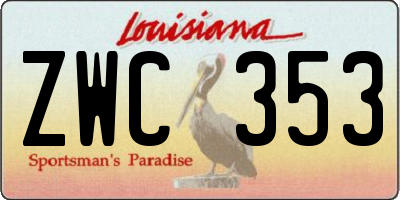 LA license plate ZWC353