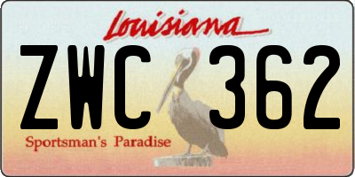 LA license plate ZWC362