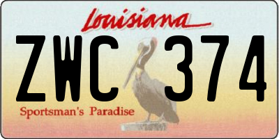 LA license plate ZWC374