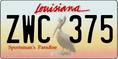 LA license plate ZWC375