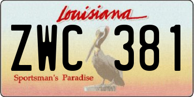 LA license plate ZWC381