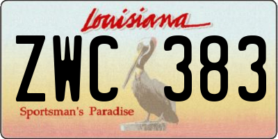 LA license plate ZWC383