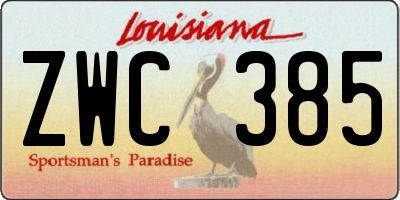 LA license plate ZWC385