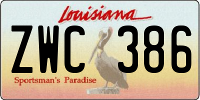 LA license plate ZWC386