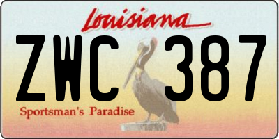 LA license plate ZWC387