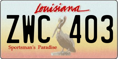 LA license plate ZWC403
