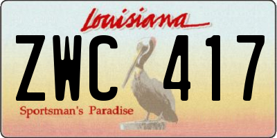 LA license plate ZWC417