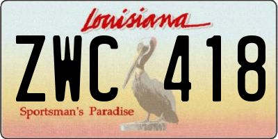 LA license plate ZWC418