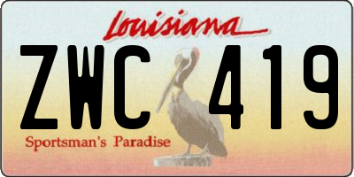 LA license plate ZWC419