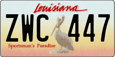 LA license plate ZWC447