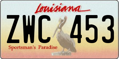 LA license plate ZWC453