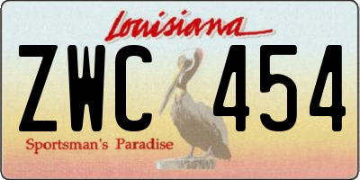 LA license plate ZWC454