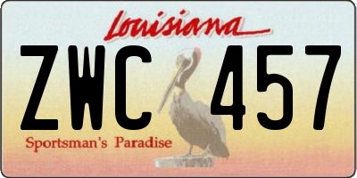 LA license plate ZWC457