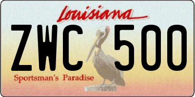 LA license plate ZWC500