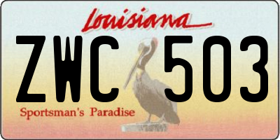LA license plate ZWC503