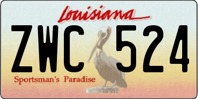 LA license plate ZWC524