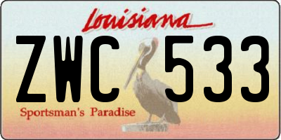 LA license plate ZWC533