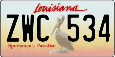 LA license plate ZWC534