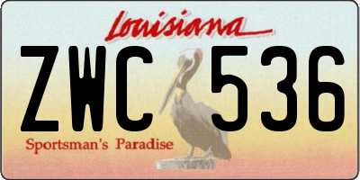 LA license plate ZWC536