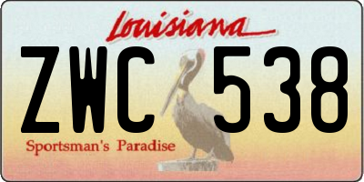 LA license plate ZWC538