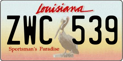 LA license plate ZWC539