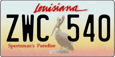 LA license plate ZWC540