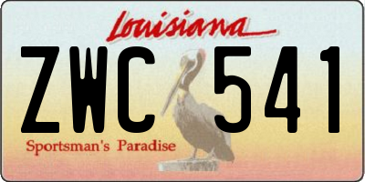 LA license plate ZWC541