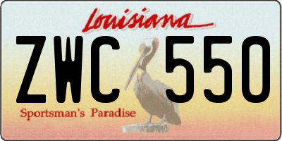 LA license plate ZWC550