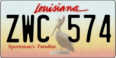 LA license plate ZWC574