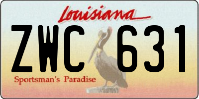 LA license plate ZWC631