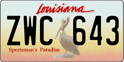 LA license plate ZWC643