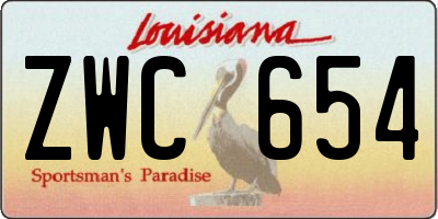 LA license plate ZWC654