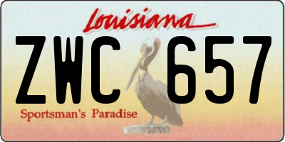 LA license plate ZWC657