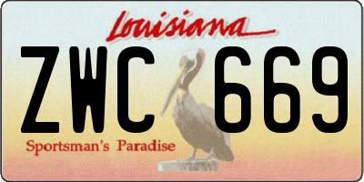 LA license plate ZWC669