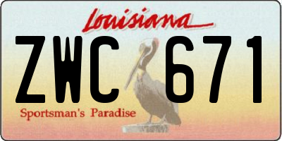 LA license plate ZWC671