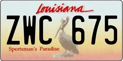 LA license plate ZWC675