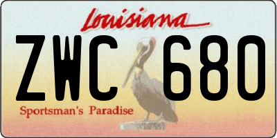LA license plate ZWC680