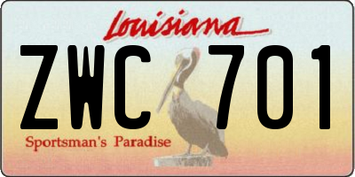 LA license plate ZWC701