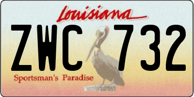 LA license plate ZWC732