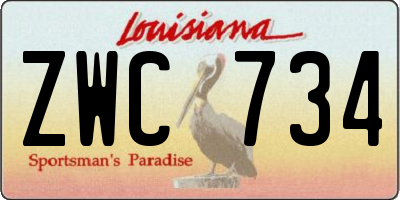 LA license plate ZWC734