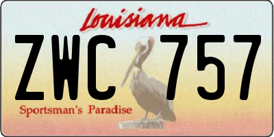 LA license plate ZWC757