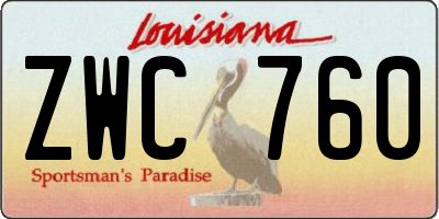 LA license plate ZWC760