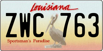 LA license plate ZWC763